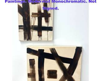 Lot 831 2pc Abstract Expressionist Paintings. Modernist Monochromatic. Not Signed. 