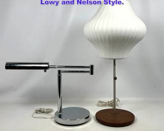 Lot 1166 2pcs Modernist Table Lamps. Koch Lowy and Nelson Style. 