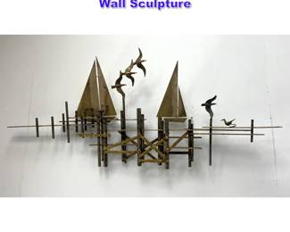 Lot 824 C. Jere Sailboats and Seagulls Brass Wall Sculpture