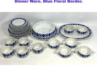 Lot 1199 29pc RICHARD GINORI Porcelain Dinner Ware. Blue Floral Border. 