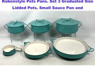 Lot 1190 6pc Turquoise Aqua DANSK Kobenstyle Pots Pans. Set 3 Graduated Size Lidded Pots. Small Sauce Pan and