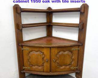 Lot 610 Guillerme et Chambron corner cabinet 1950 oak with tile inserts