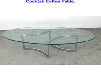 Lot 1133 Chrome Frame Oval Glass Top Cocktail Coffee Table. 
