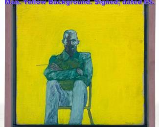 Lot 797 Small D BOND Seated Portrait of Man. Yellow Background. Signed dated 65. 