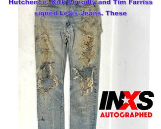 Lot 846 INXS Autographed Jeans Michael Hutchence, Kirk Pengilly and Tim Farriss signed Levis Jeans. These 