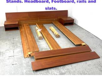Lot 1158 Modern Bed with Built in Night Stands. Headboard, Footboard, rails and slats. 