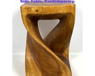 Lot 1119 Natural Wood Twist Design Stool. Side Table. Contemporary. 