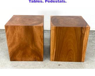 Lot 1167 Pr Natural Wood Cube Stands, Side Tables. Pedestals. 