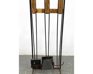 Lot 1008 Iron and Wood Fireplace Tool Set. 
