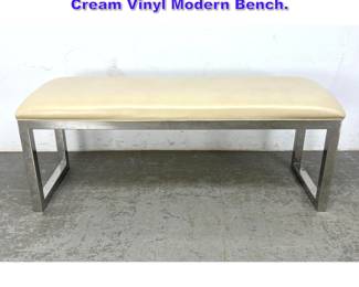 Lot 644 Baughman Style Chrome Frame Cream Vinyl Modern Bench. 
