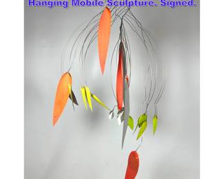 Lot 972 H FIELD 74 Colored Aluminum Hanging Mobile Sculpture. Signed. 