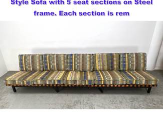 Lot 960 Mid Century Modern George Nelson Style Sofa with 5 seat sections on Steel frame. Each section is rem