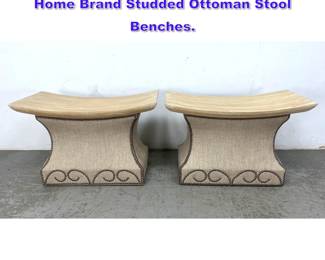 Lot 1020 Pair Tommy Bahama for Lexington Home Brand Studded Ottoman Stool Benches. 