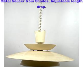 Lot 613 MCM Hanging Saucer Lamp. Tiered Metal Saucer from Shades. Adjustable length drop.