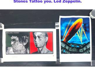 Lot 990 2pcs Rock Poster Prints. Rolling Stones Tattoo you. Led Zeppelin. 