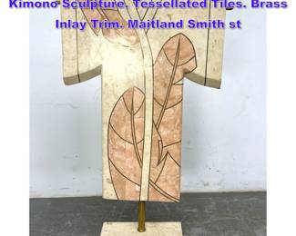 Lot 976 Decorative Marble and Stone Kimono Sculpture. Tessellated Tiles. Brass Inlay Trim. Maitland Smith st