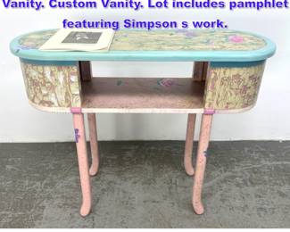 Lot 901 TOMMY SIMPSON Hand Painted Vanity. Custom Vanity. Lot includes pamphlet featuring Simpson s work. 