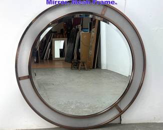 Lot 1033 Contemporary Modern Round Wall Mirror. Mesh Frame. 