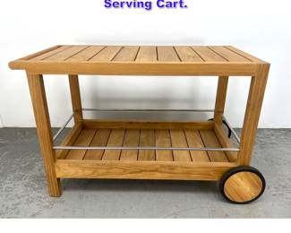 Lot 1012 Large Teak Rolling Bar Cart Patio Serving Cart.