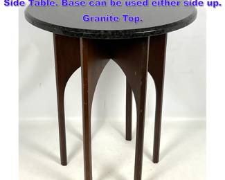 Lot 1111 Mid Century Modern Plant Stand Side Table. Base can be used either side up. Granite Top. 