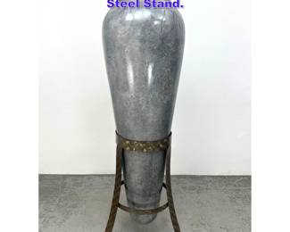 Lot 1005 Extra Large Resin Urn Vase in Steel Stand.