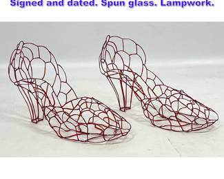 Lot 787 TINA BETZ 1994 Ruby slippers. Signed and dated. Spun glass. Lampwork. 