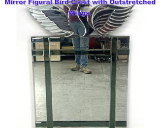Lot 1135 Decorator Wall Mirror. Colored Mirror Figural Bird Crest with Outstretched Wings. 