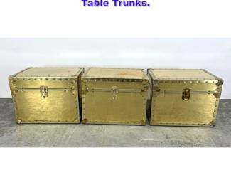 Lot 1044 3 Gold Tone Brass Style Storage Table Trunks. 