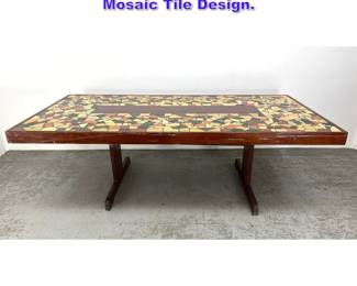 Lot 1018 Extra Large Dining Table with Mosaic Tile Design. 