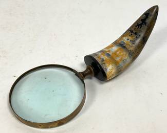 Lot 750 Aubock Style Horn Desk Magnifier. 