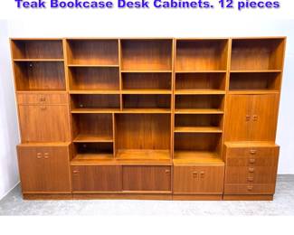 Lot 887 Modular Sectional Danish Modern Teak Bookcase Desk Cabinets. 12 pieces