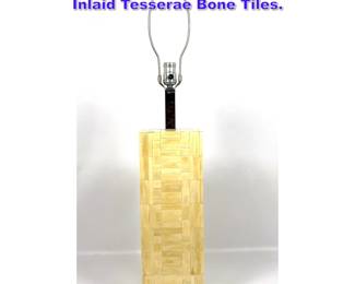 Lot 608 Modernist Square Column Lamp. Inlaid Tesserae Bone Tiles.
