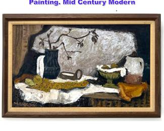 Lot 893 Markos Abstract Modern Stilllife Painting. Mid Century Modern 