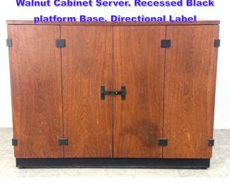 Lot 724 MILO BAUGHMAN for DIRECTIONAL Walnut Cabinet Server. Recessed Black platform Base. Directional Label