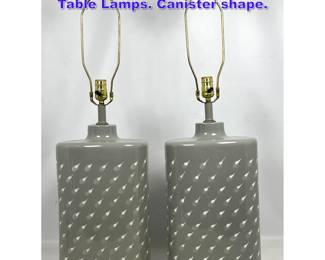 Lot 1115 Pair Gray and white Porcelain Table Lamps. Canister shape. 