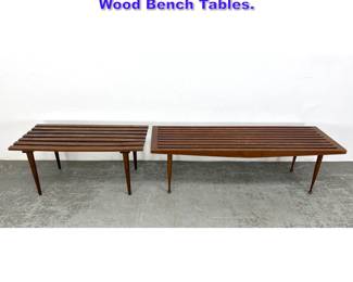 Lot 1072 2 Pc Vintage Yugoslavian Slat Wood Bench Tables. 