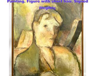 Lot 868 L BEATI Modernist Portrait Painting. Figure with short hair. Signed illegibly. 