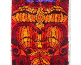 Lot 648 5 7 X 7 8 Colorful Rya Shag Carpet Rug. Unmarked. 