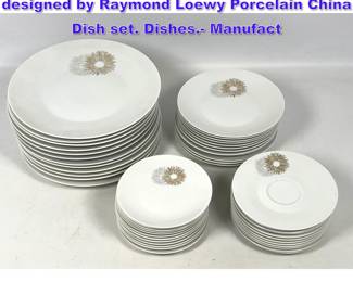 Lot 1204 48pc Rosenthal Studio Sunburst designed by Raymond Loewy Porcelain China Dish set. Dishes. Manufact