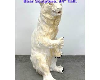 Lot 967 Italian style Glazed Pottery Polar Bear Sculpture. 44 Tall. 