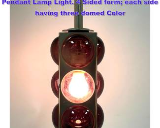 Lot 796 Small Modernist Unusual Hanging Pendant Lamp Light. 4 Sided form each side having three domed Color