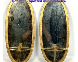 Lot 916 Pair Contemporary Gilt Metal Wall Sconces. Spotted mirror backs. 