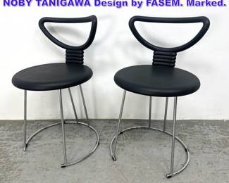 Lot 1132 Pr Italian Barstools. Chrome Bases. NOBY TANIGAWA Design by FASEM. Marked. 