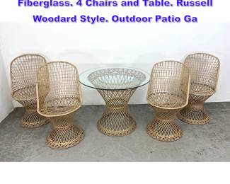Lot 631 5pcs Mid Century Modern Spun Fiberglass. 4 Chairs and Table. Russell Woodard Style. Outdoor Patio Ga