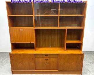 Lot 886 Mid Century Modern Teak Display Bookshelf Cabinet. Danish Modern.