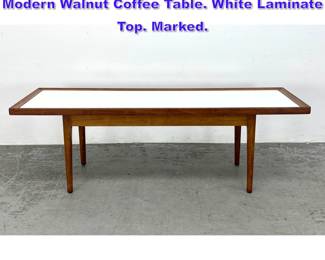 Lot 1161 Declaration by DREXEL American Modern Walnut Coffee Table. White Laminate Top. Marked. 