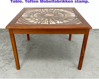 Lot 939 Danish Modern Teak Tile Top End Table. Toften Mobelfabrikken stamp. 