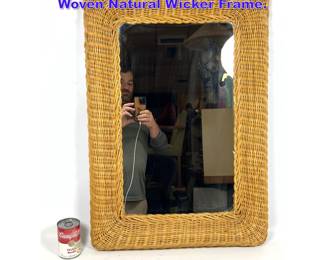 Lot 677 Woven Wicker Modernist Wall Mirror. Woven Natural Wicker Frame. 