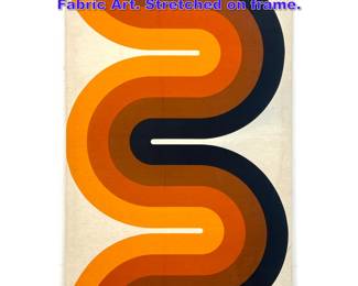 Lot 1062 Graphic Modernist Rainbow Ribbon Fabric Art. Stretched on frame. 