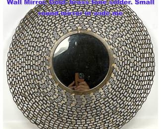 Lot 1092 Soldered Link Metal Chain Framed Wall Mirror. Gold brass tone solder. Small round mirror in wide me